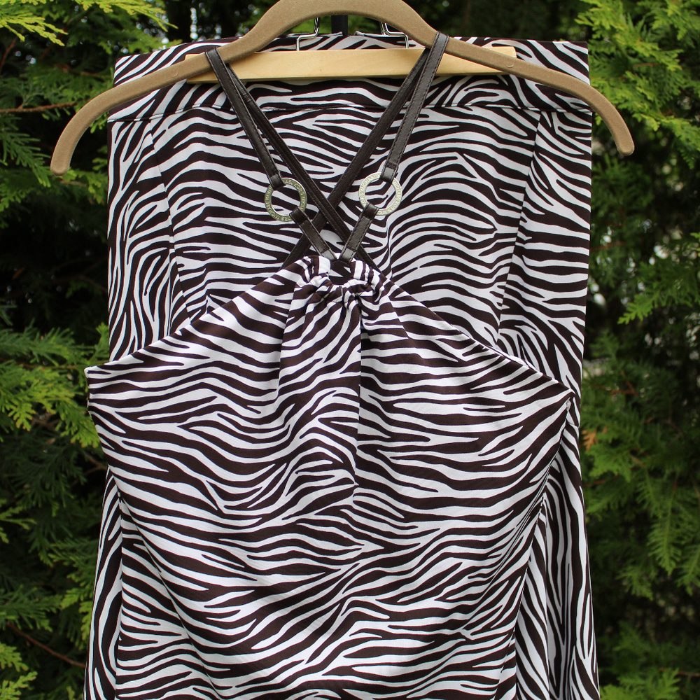Michael Kors Zebra Print Halter And Skirt Set